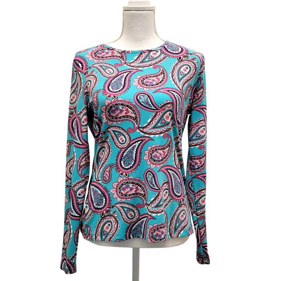 Lands' End Other - Lands End Rash Guard Women's Small 6-8 Turquoise Paisley Long Sleeve Swim Shirt